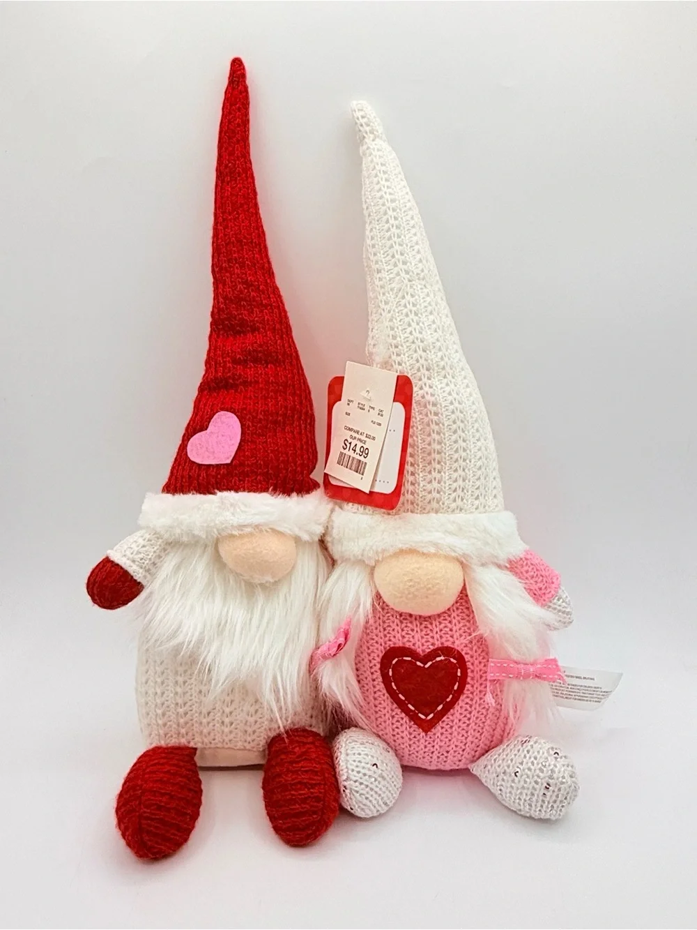 Gnomes Valentines or Christmas Plush Decoration Bean Bag Weighted Base 16”
